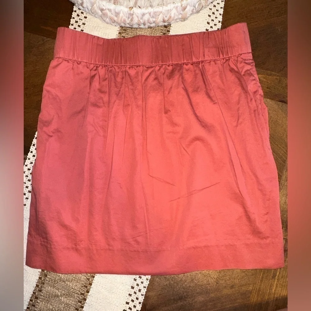 UEC J Crew Sidewalk Pleated Pull-on Mini Skirt Size 4 Coral Orange Pockets Lined